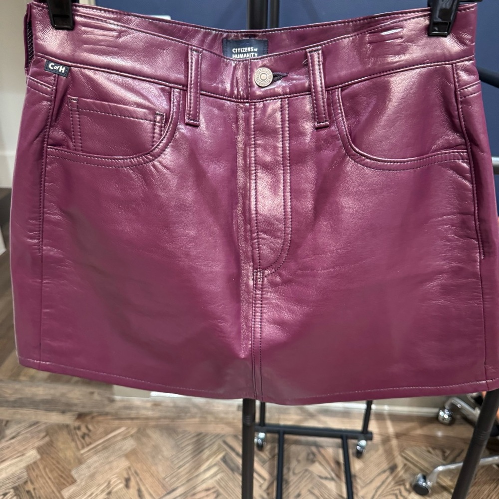 Citizens of Humanity Berry Leather Mini Skirt